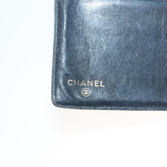 CHANEL COCO Mark Long Wallet Grained Calf Skin Navy Gold - Picture 9 of 16